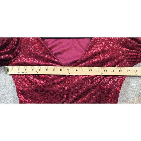 Betsey Johnson Foiled Animal Print Velvet Dress Sexy V-Neck Lined 3/4 Sleeve M - Picture 7 of 14